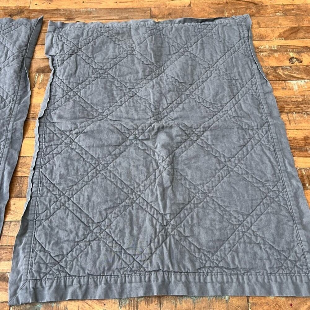 Threshold Gray Cotton Linen Blend Quilted Standard Pillow Shams Set Of 2